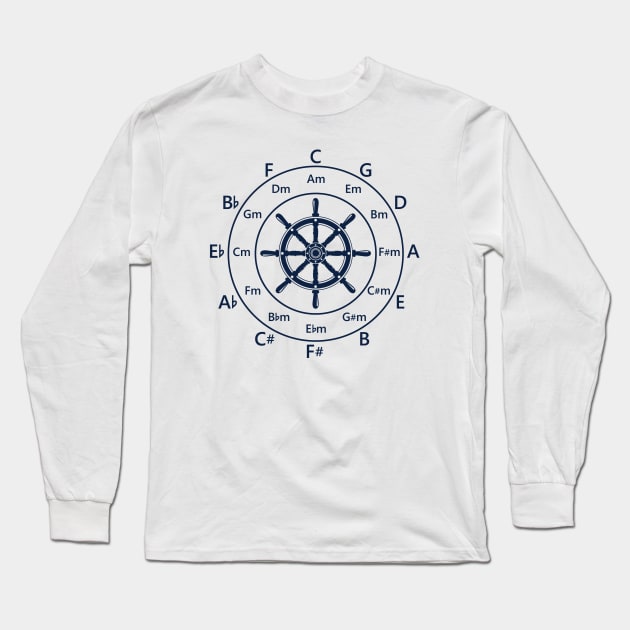 Circle of Fifths Ship Steering Wheel Light Theme Long Sleeve T-Shirt by nightsworthy